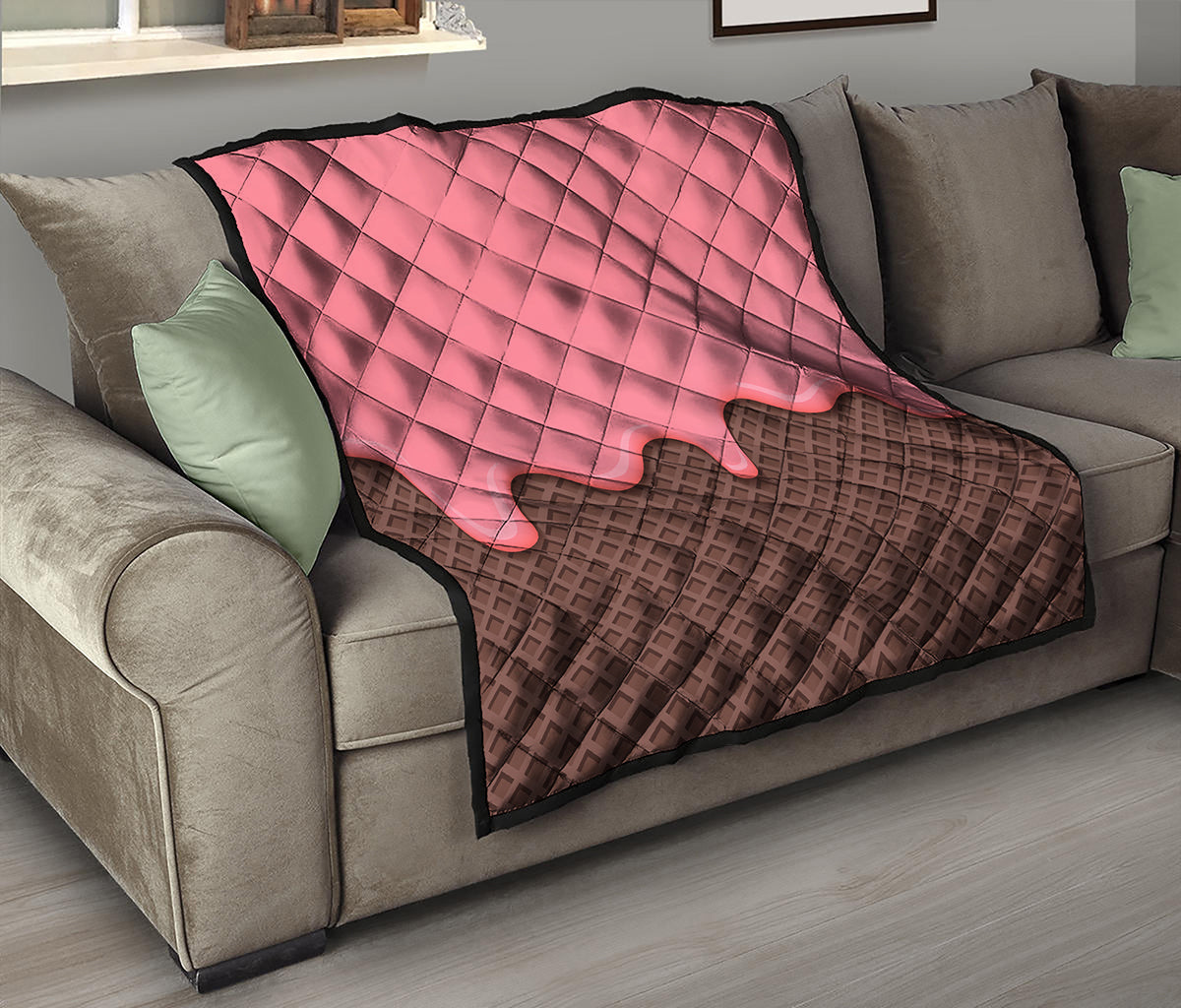 Strawberry Ice Cream Melted Print Quilt