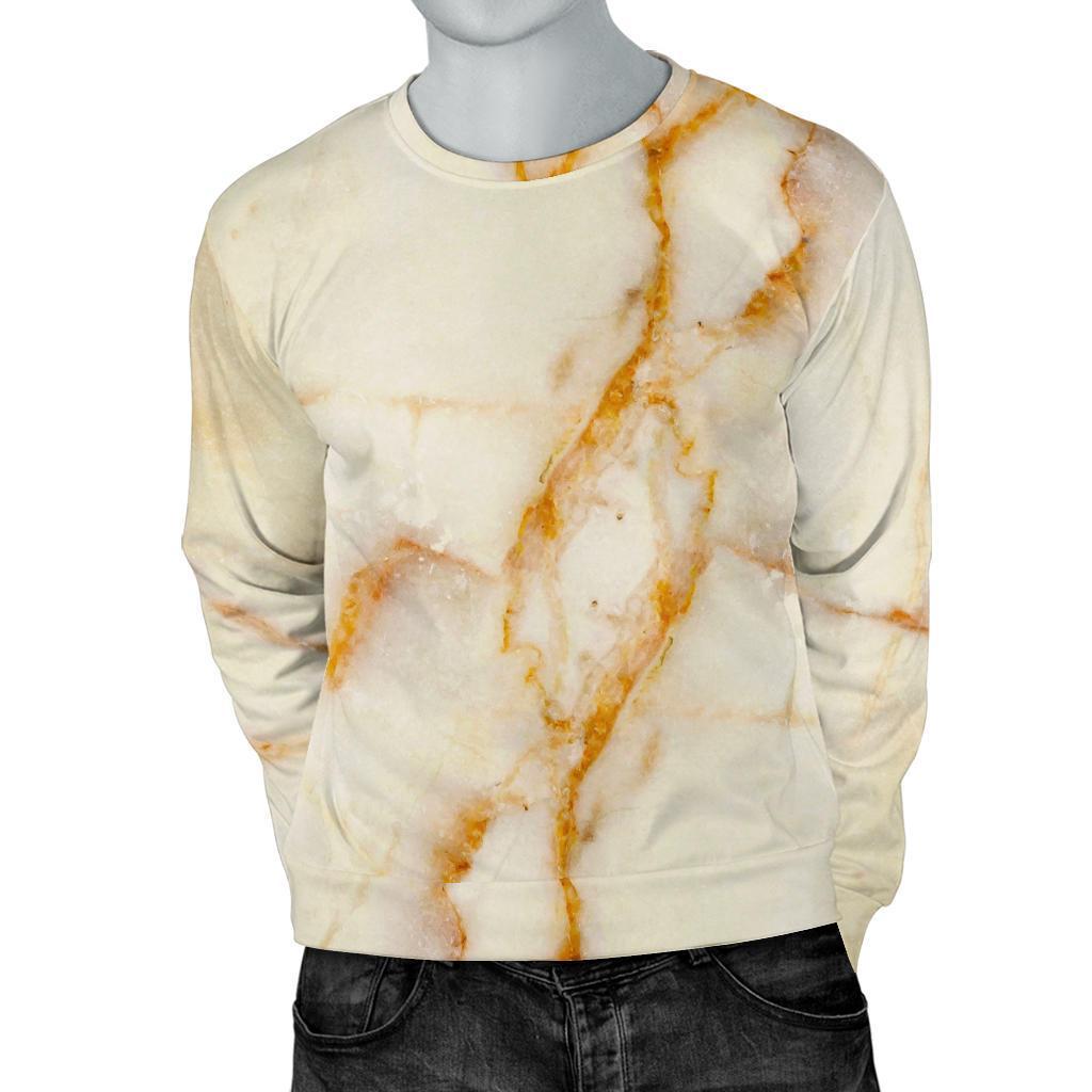 Sugar Brown Marble Print Men's Crewneck Sweatshirt GearFrost
