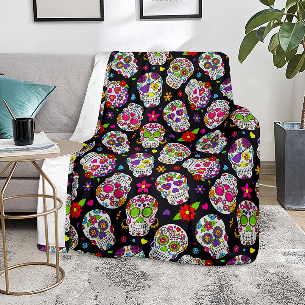 Sugar Skull Pattern Print Blanket