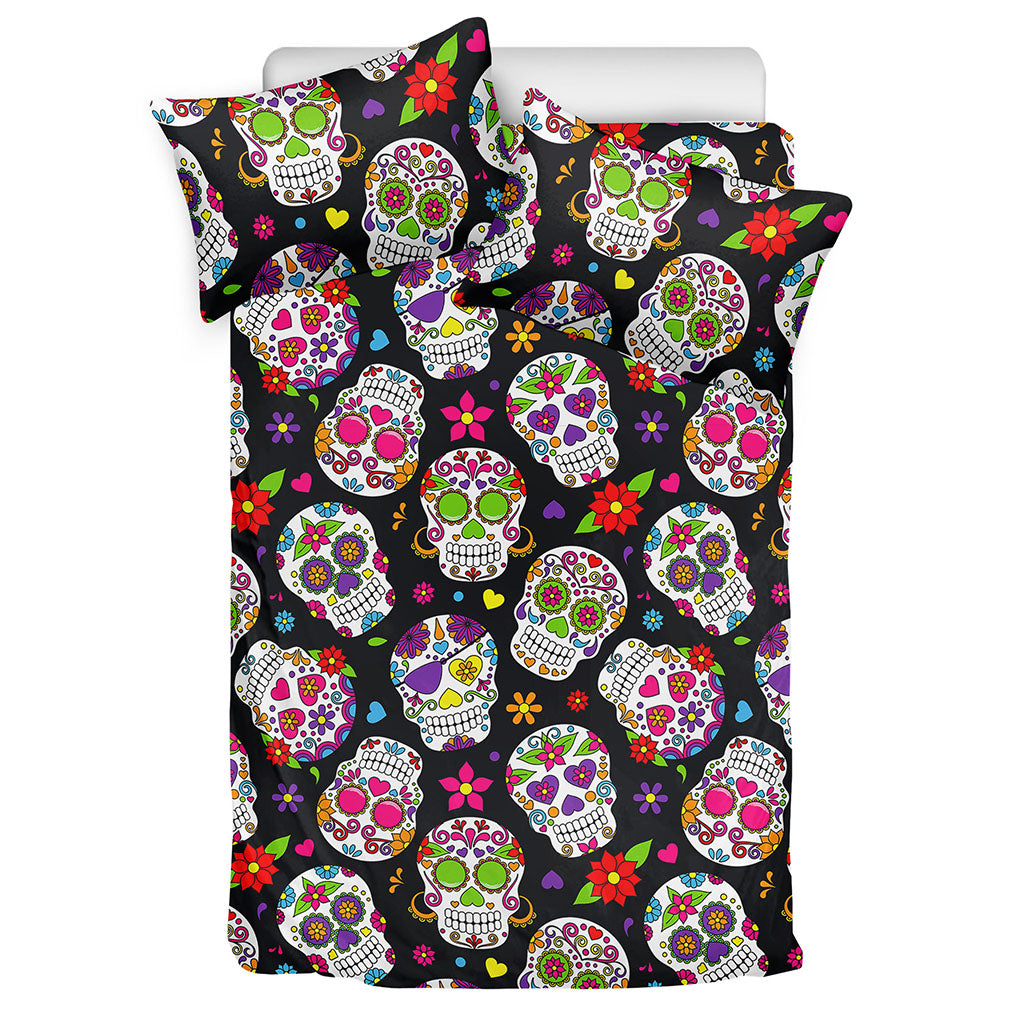Sugar Skull Pattern Print Duvet Cover Bedding Set