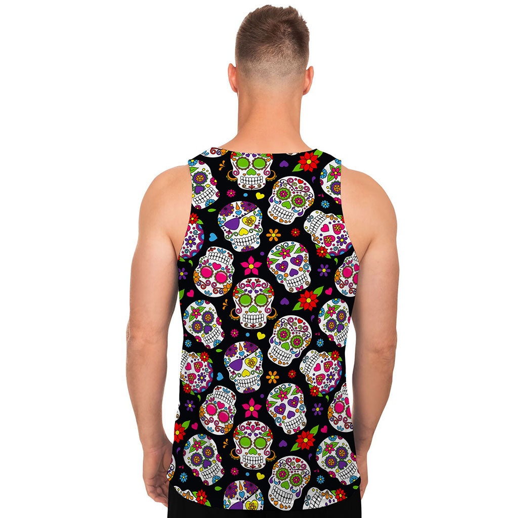 Sugar Skull Pattern Print Men's Tank Top