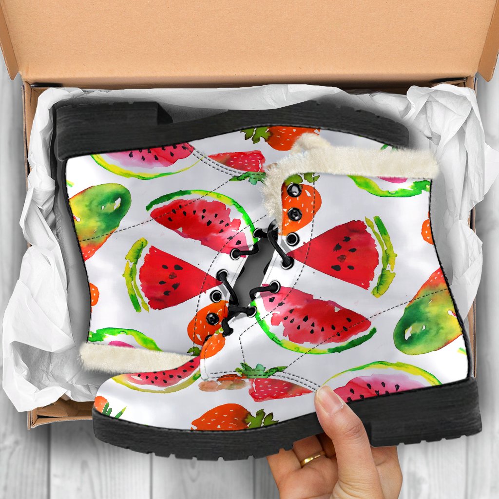 Summer Fruits Watermelon Pattern Print Comfy Boots GearFrost