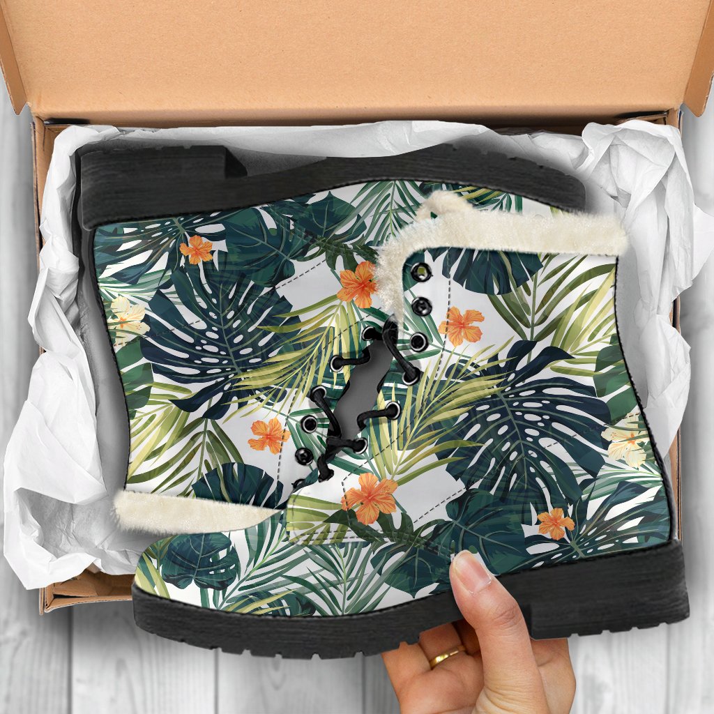 Summer Hawaiian Leaves Pattern Print Comfy Boots GearFrost