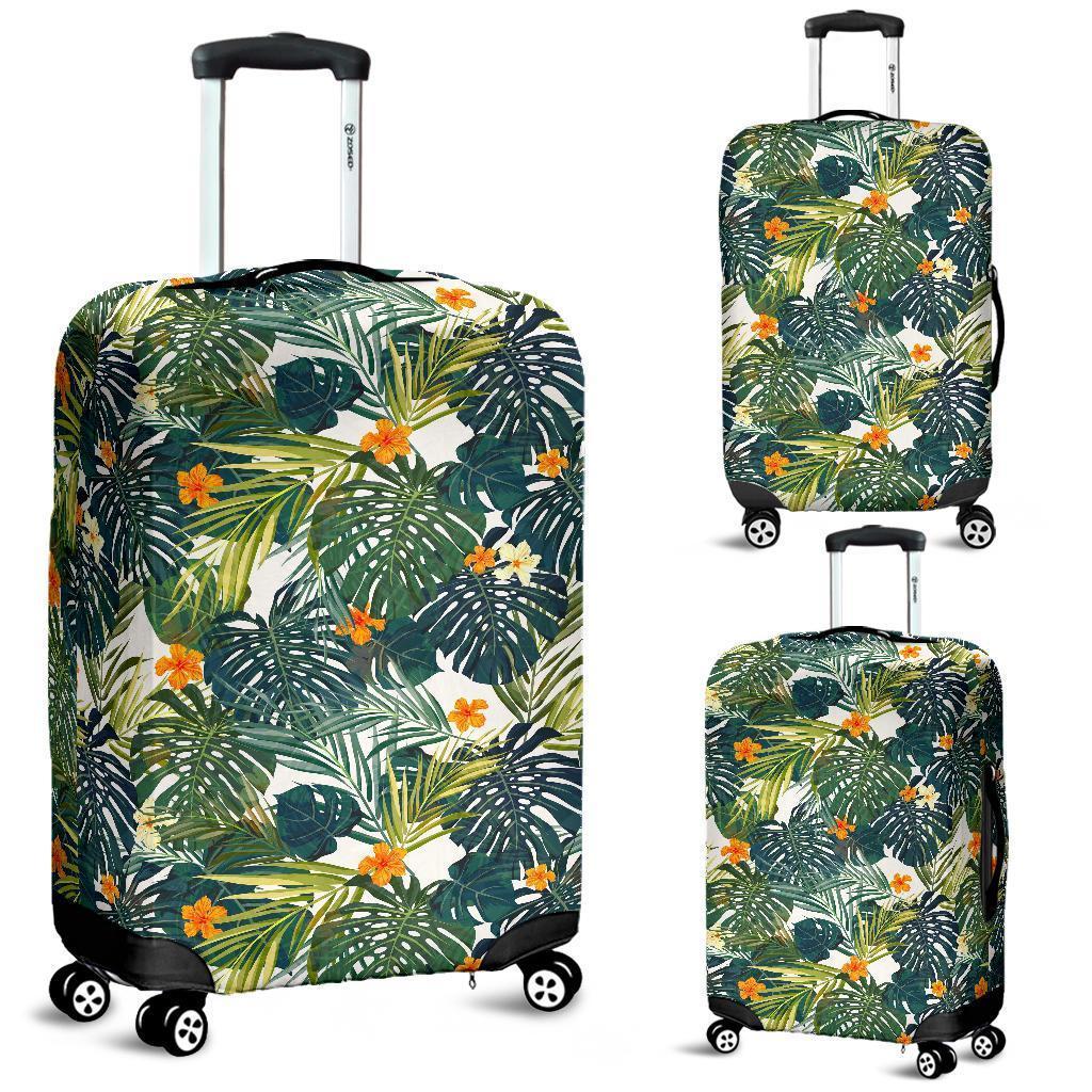 Summer Hawaiian Leaves Pattern Print Luggage Cover GearFrost