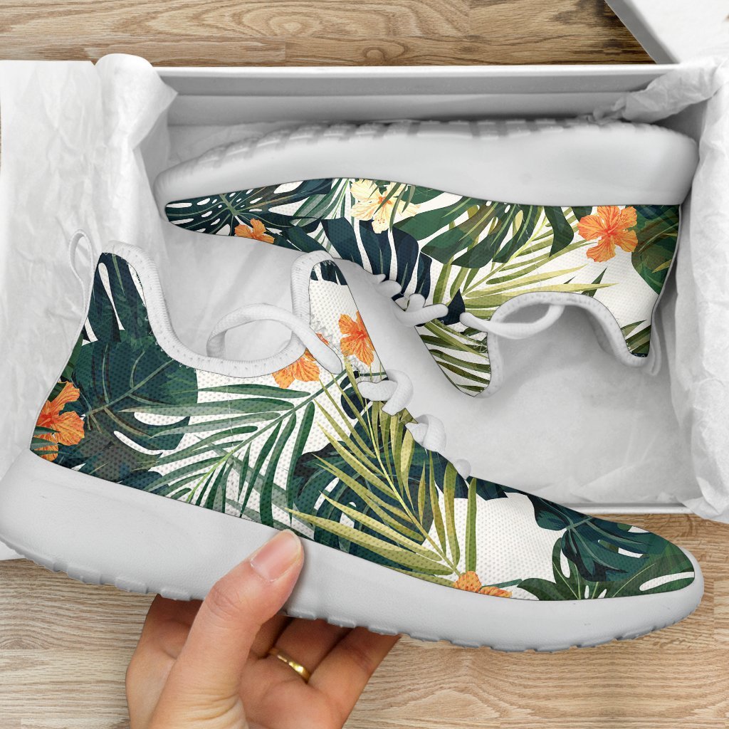 Summer Hawaiian Leaves Pattern Print Mesh Knit Shoes GearFrost