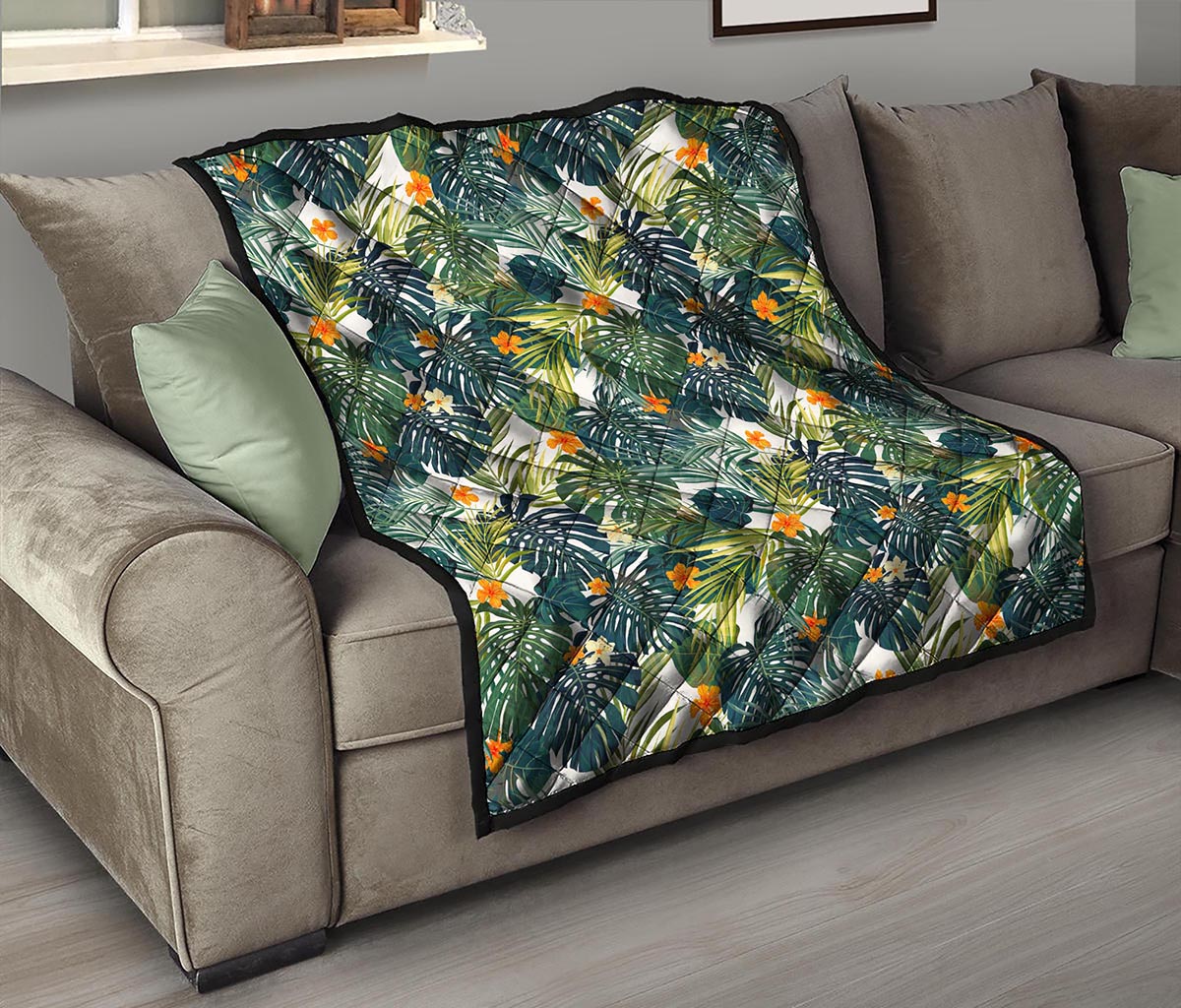 Summer Hawaiian Leaves Pattern Print Quilt