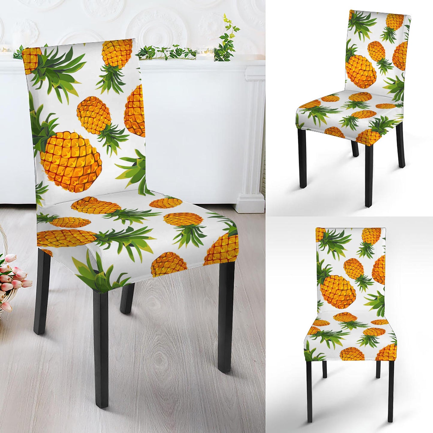 Summer Pineapple Pattern Print Dining Chair Slipcover