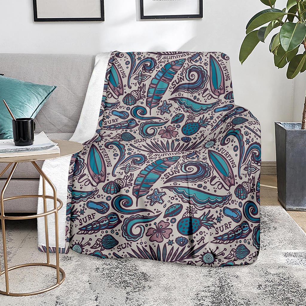 Summer Surfing Pattern Print Blanket