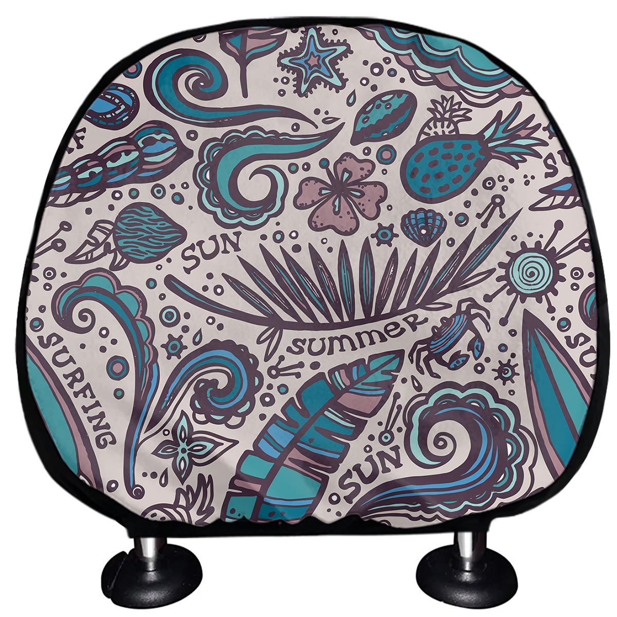 Summer Surfing Pattern Print Car Headrest Covers