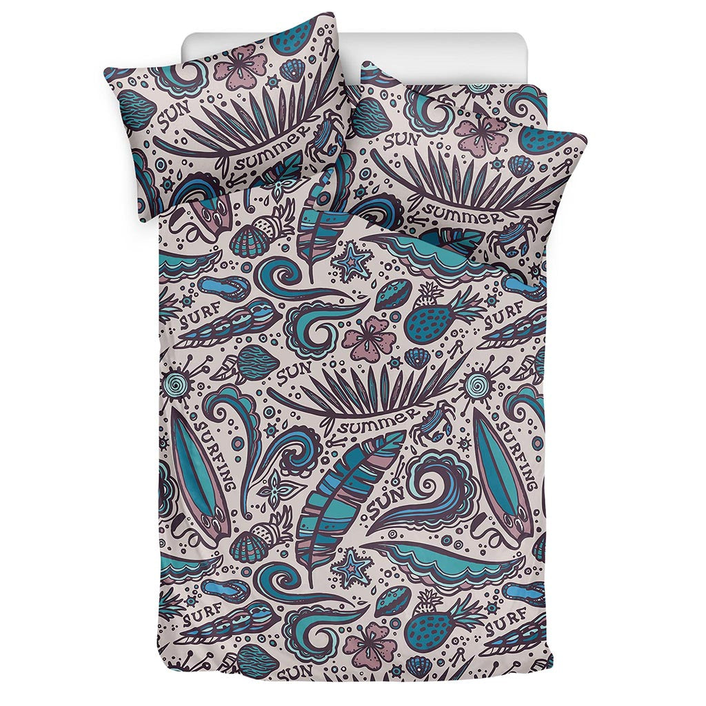 Summer Surfing Pattern Print Duvet Cover Bedding Set