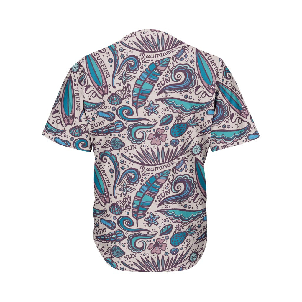 Summer Surfing Pattern Print Men's Baseball Jersey