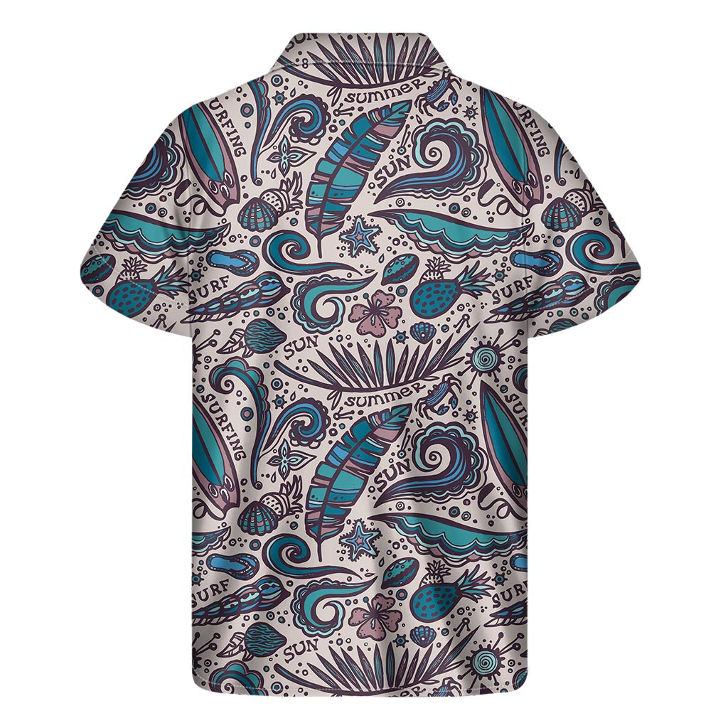 Summer Surfing Pattern Print Men's Short Sleeve Shirt