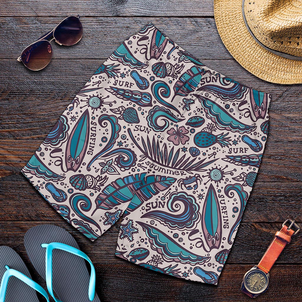 Summer Surfing Pattern Print Men's Shorts
