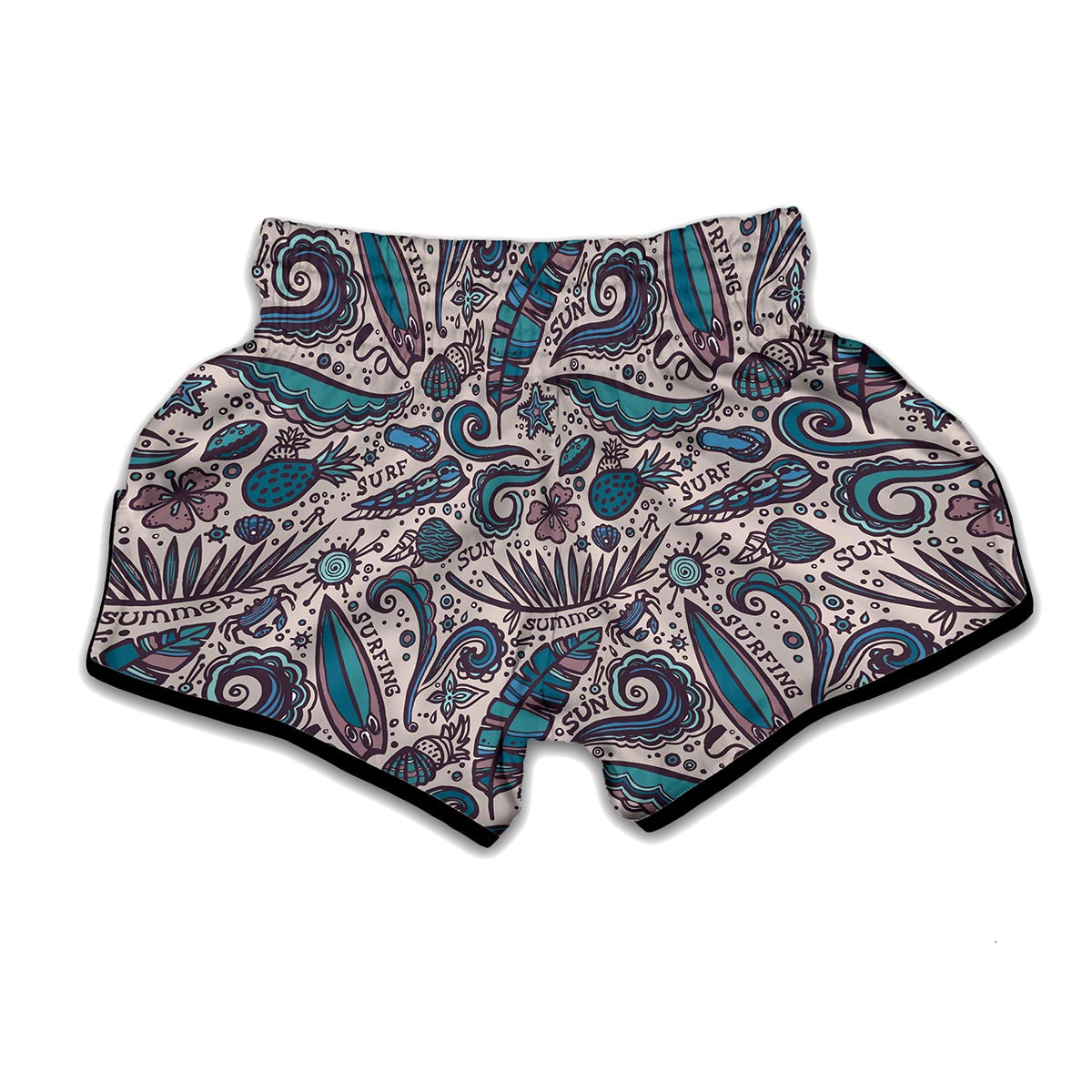 Summer Surfing Pattern Print Muay Thai Boxing Shorts