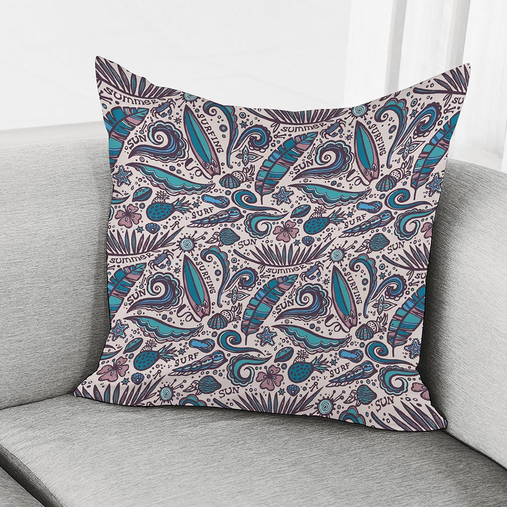 Summer Surfing Pattern Print Pillow Cover