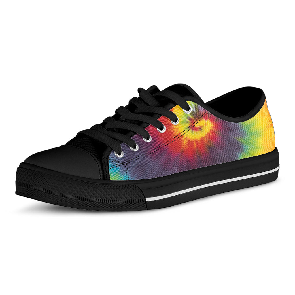 Summer Tie Dye Print Black Low Top Shoes