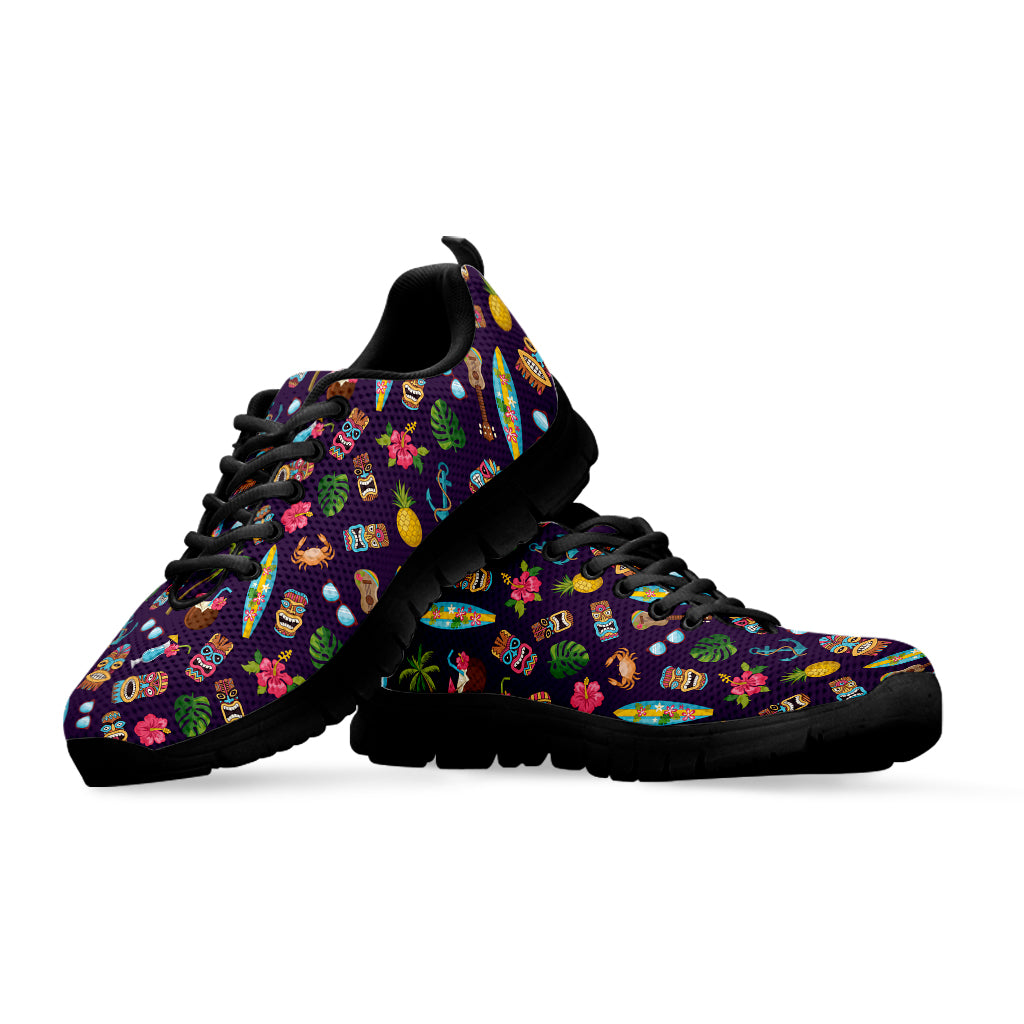 Summer Totem Pattern Print Black Sneakers