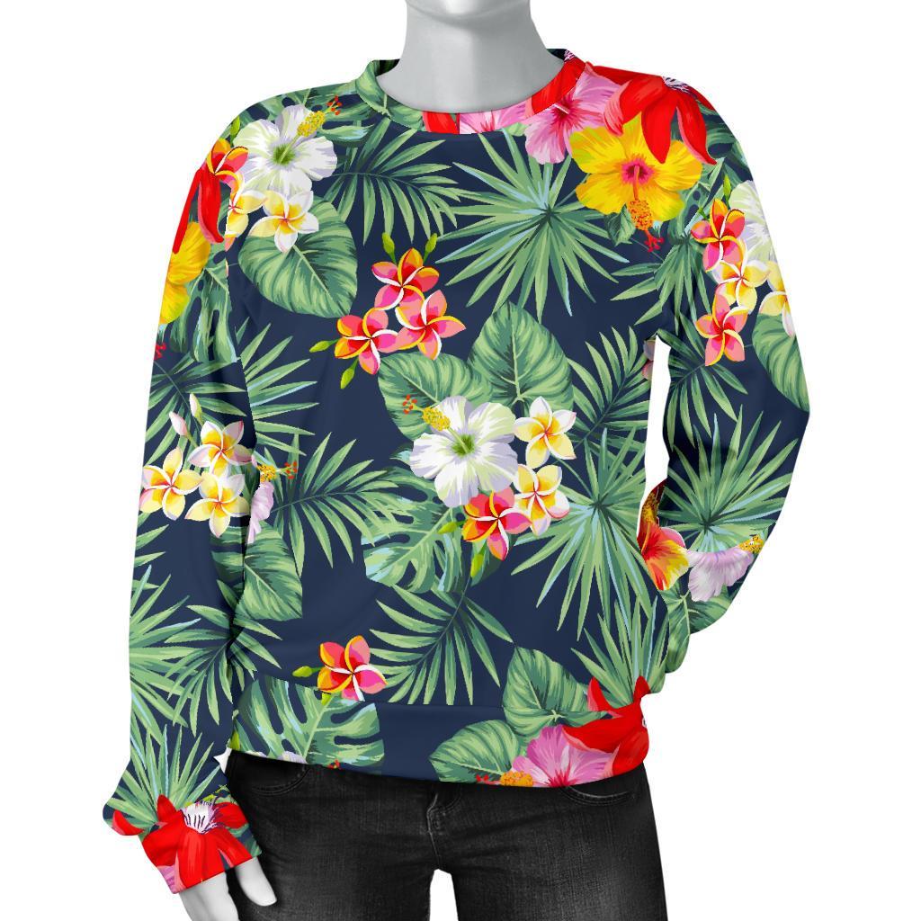 Summer Tropical Hawaii Pattern Print Women's Crewneck Sweatshirt GearFrost