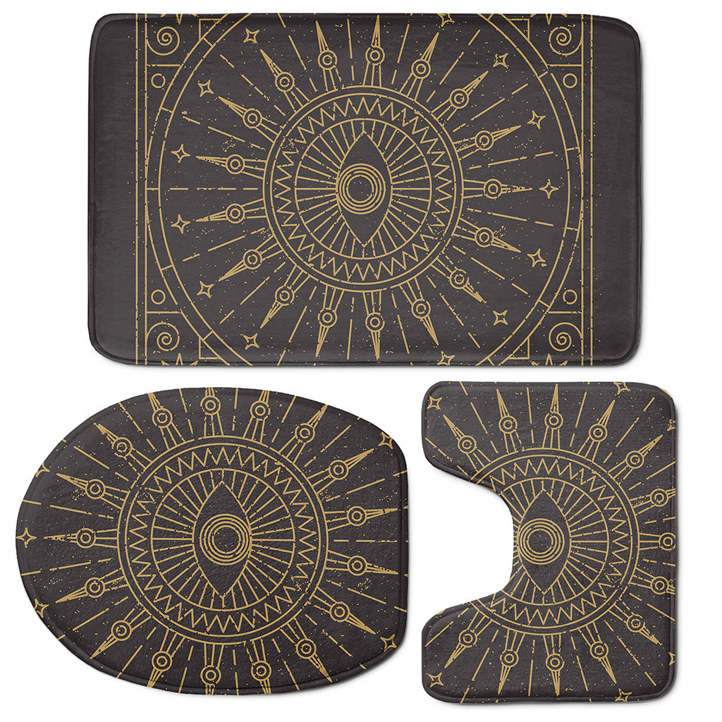Sun All Seeing Eye Print 3 Piece Bath Mat Set