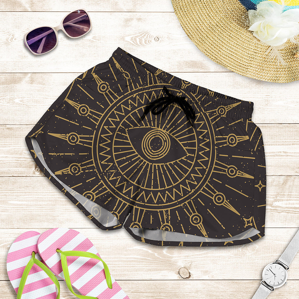 Sun All Seeing Eye Print Women's Shorts