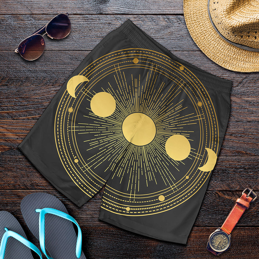 Sun And Moon Phase Print Men's Shorts