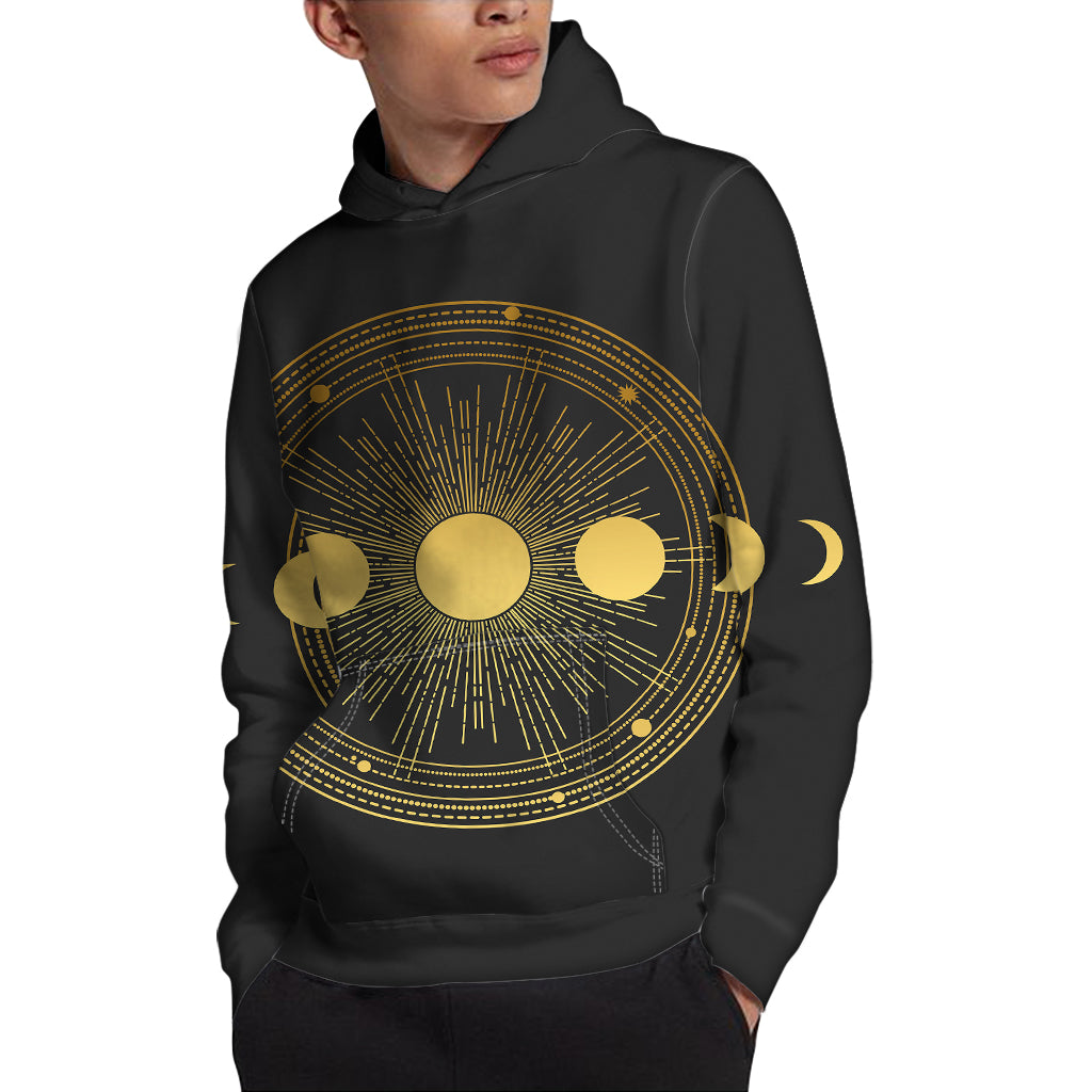 Sun And Moon Phase Print Pullover Hoodie