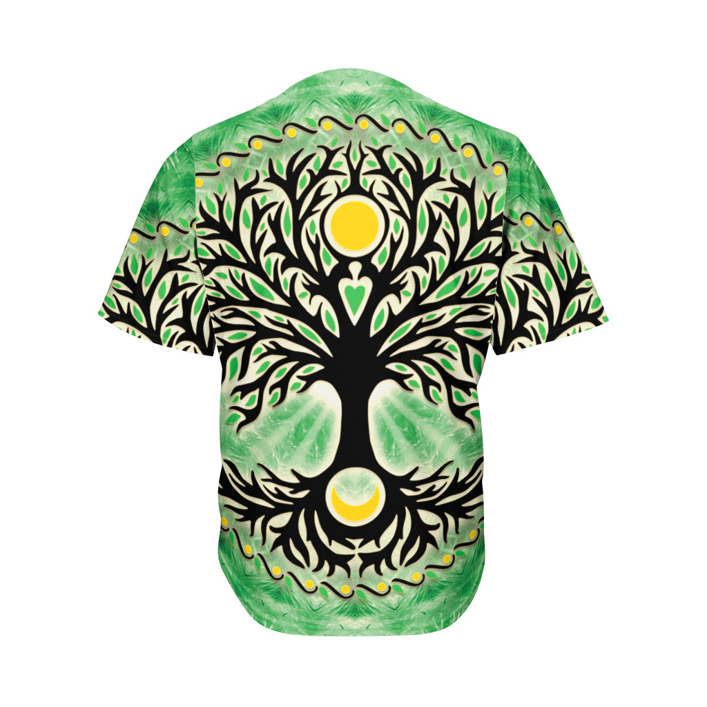 Sun And Moon Yggdrasil Print Men's Baseball Jersey