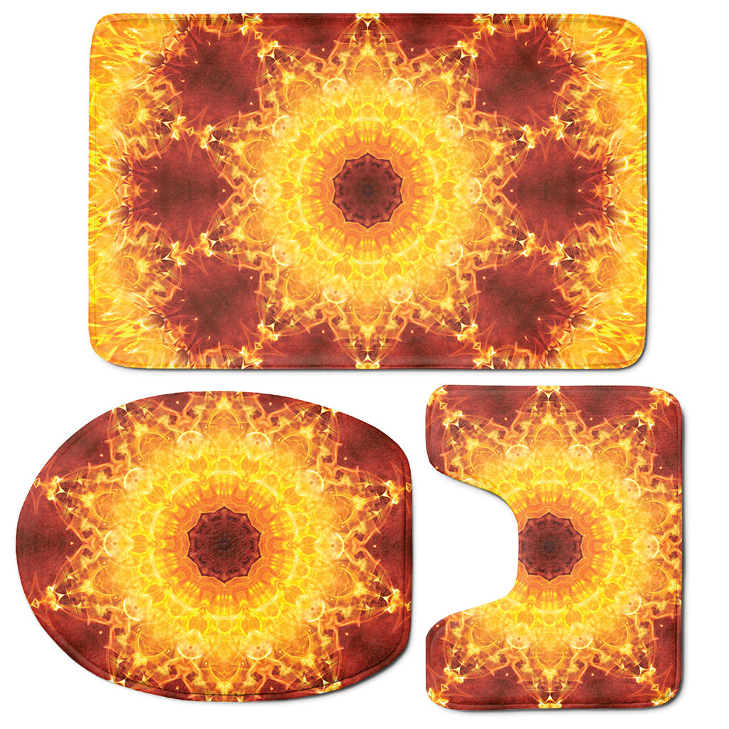 Sun Fire Kaleidoscope Print 3 Piece Bath Mat Set