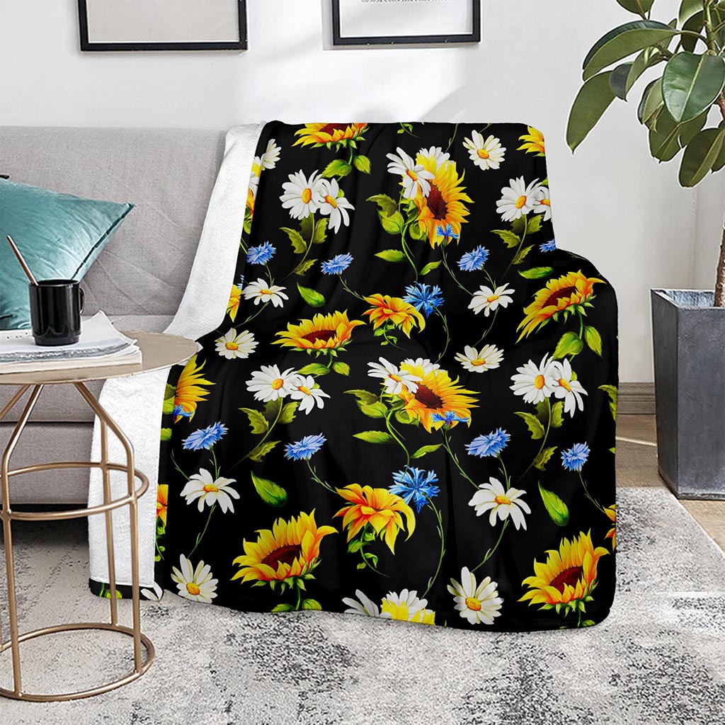 Sunflower Chamomile Pattern Print Blanket