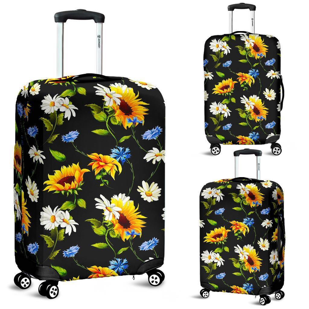 Sunflower Chamomile Pattern Print Luggage Cover GearFrost