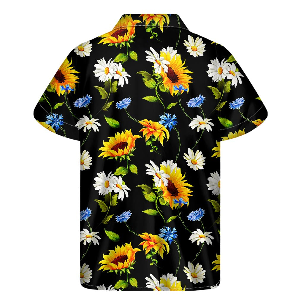 Sunflower Chamomile Pattern Print Men's Short Sleeve Shirt