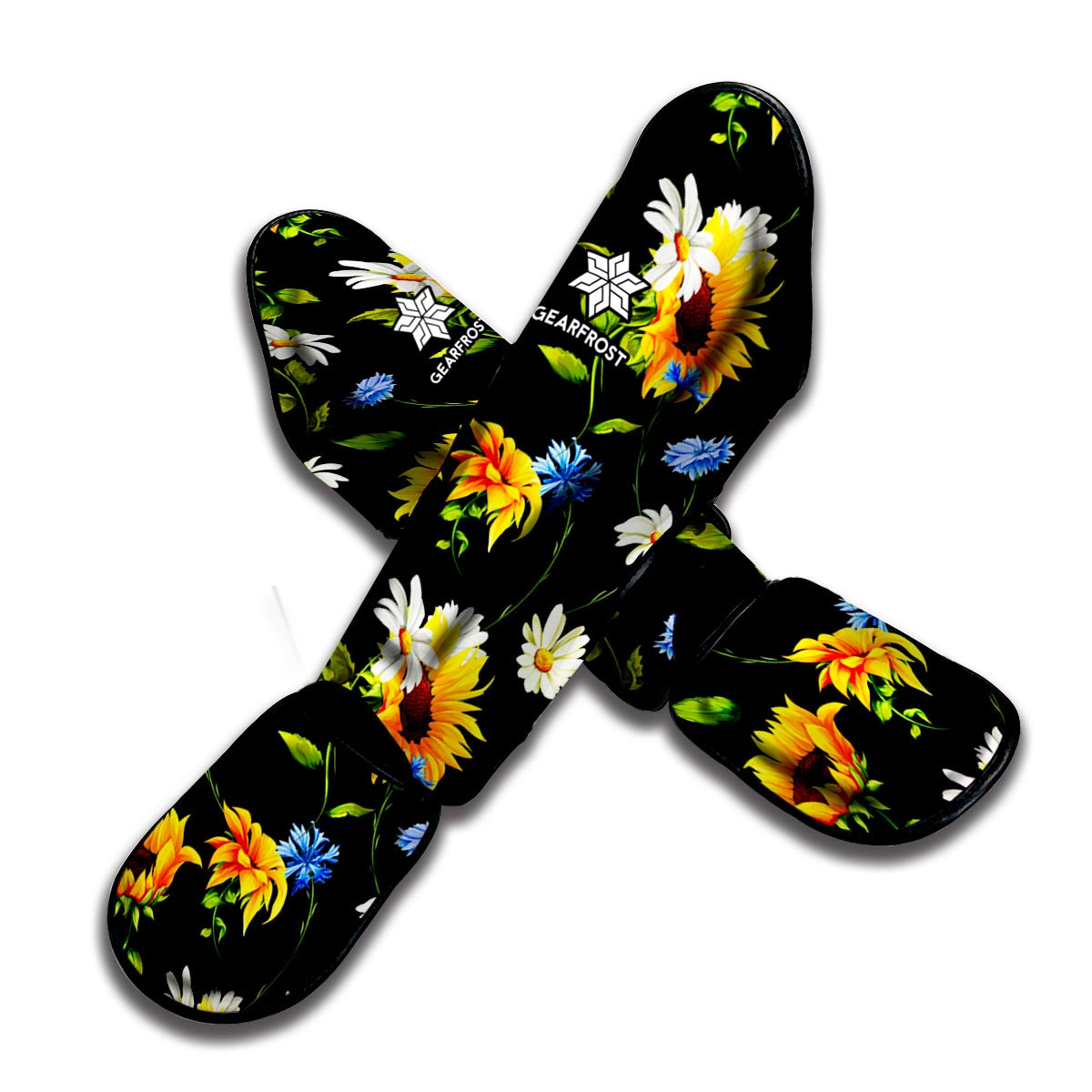 Sunflower Chamomile Pattern Print Muay Thai Shin Guard