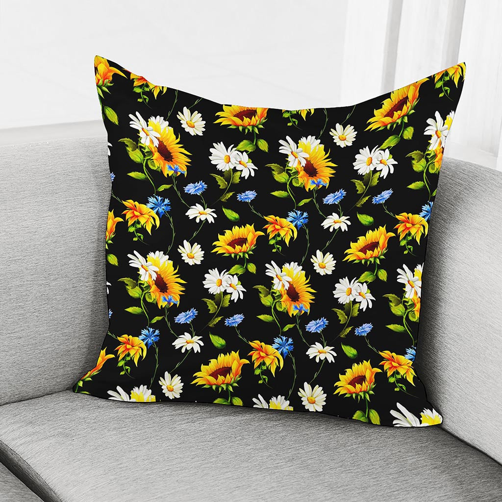 Sunflower Chamomile Pattern Print Pillow Cover