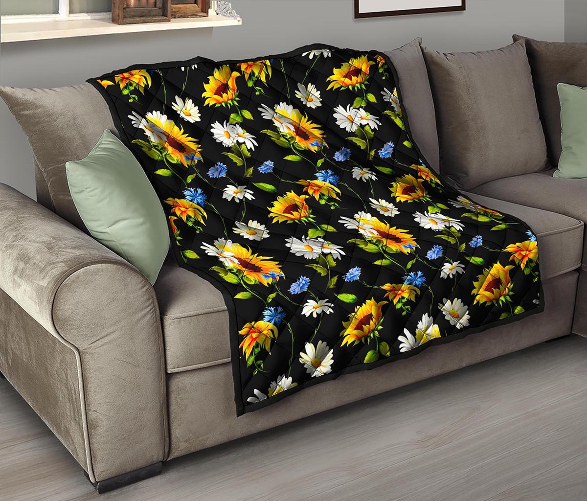 Sunflower Chamomile Pattern Print Quilt