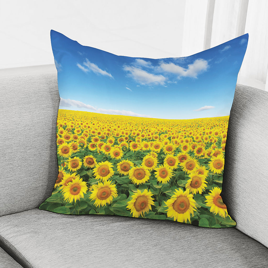 Sunflower Field Print Pillow Cover