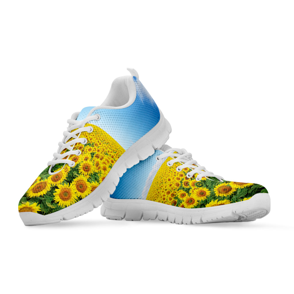Sunflower Field Print White Sneakers
