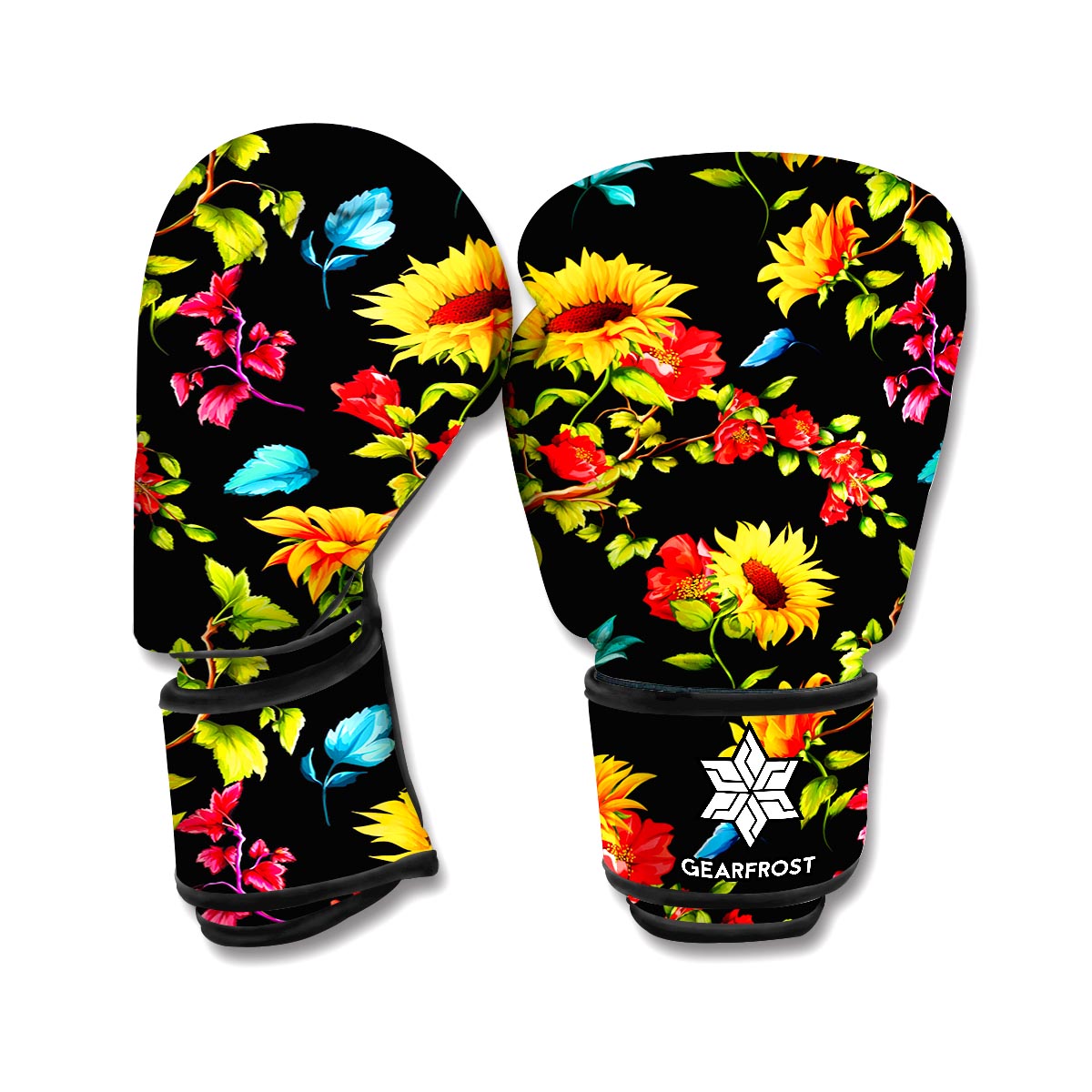 Sunflower Floral Pattern Print Boxing Gloves