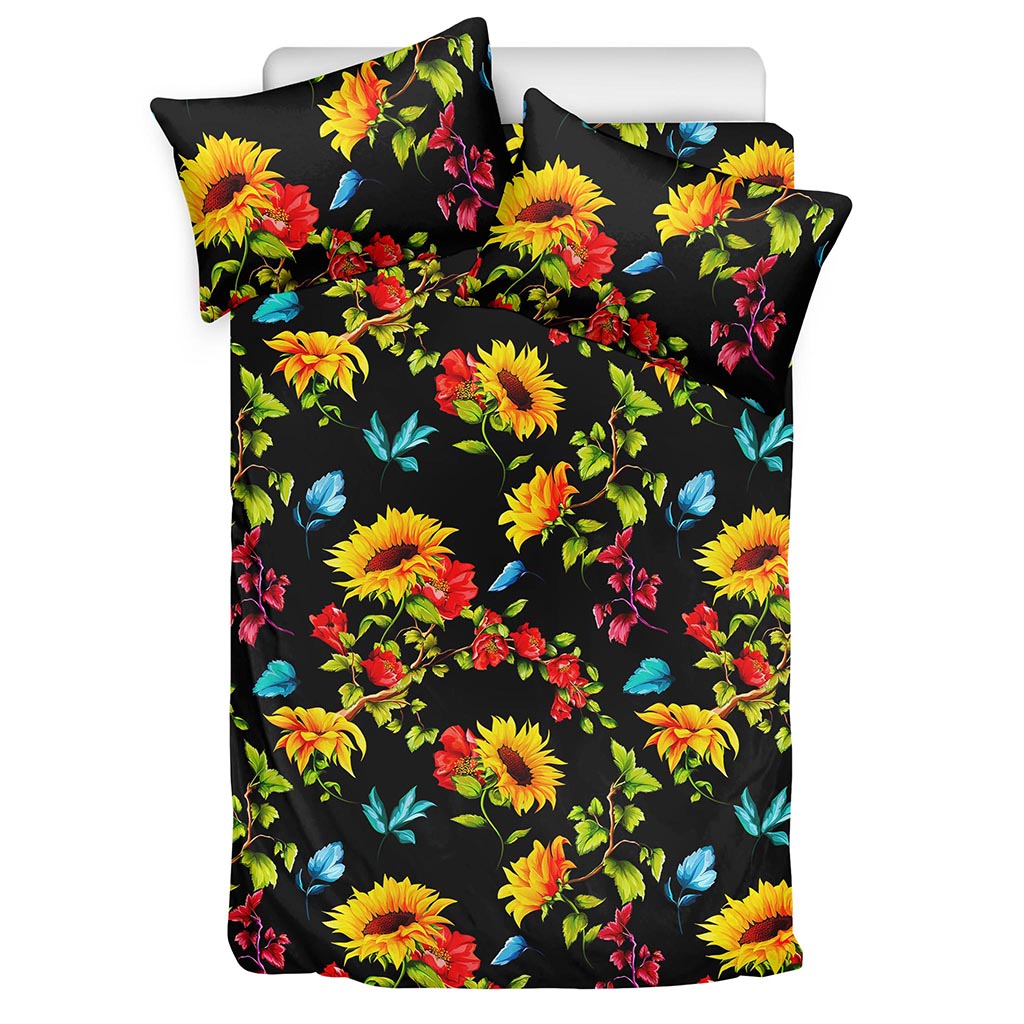 Sunflower Floral Pattern Print Duvet Cover Bedding Set