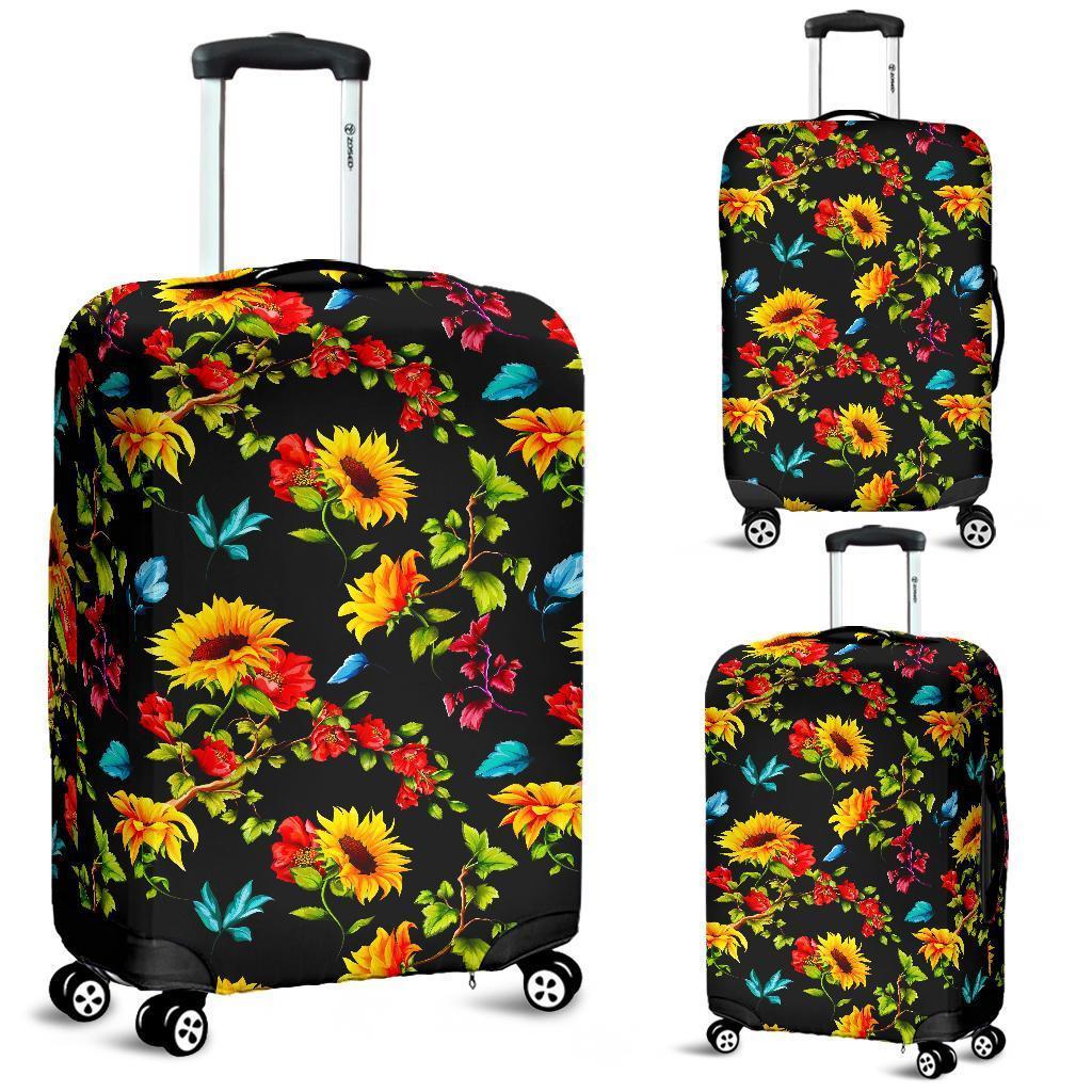 Sunflower Floral Pattern Print Luggage Cover GearFrost