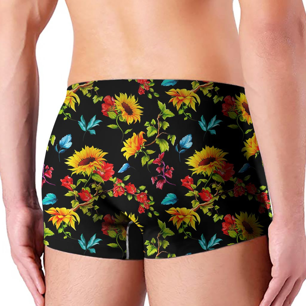 Sunflower Floral Pattern Print Men's Boxer Briefs
