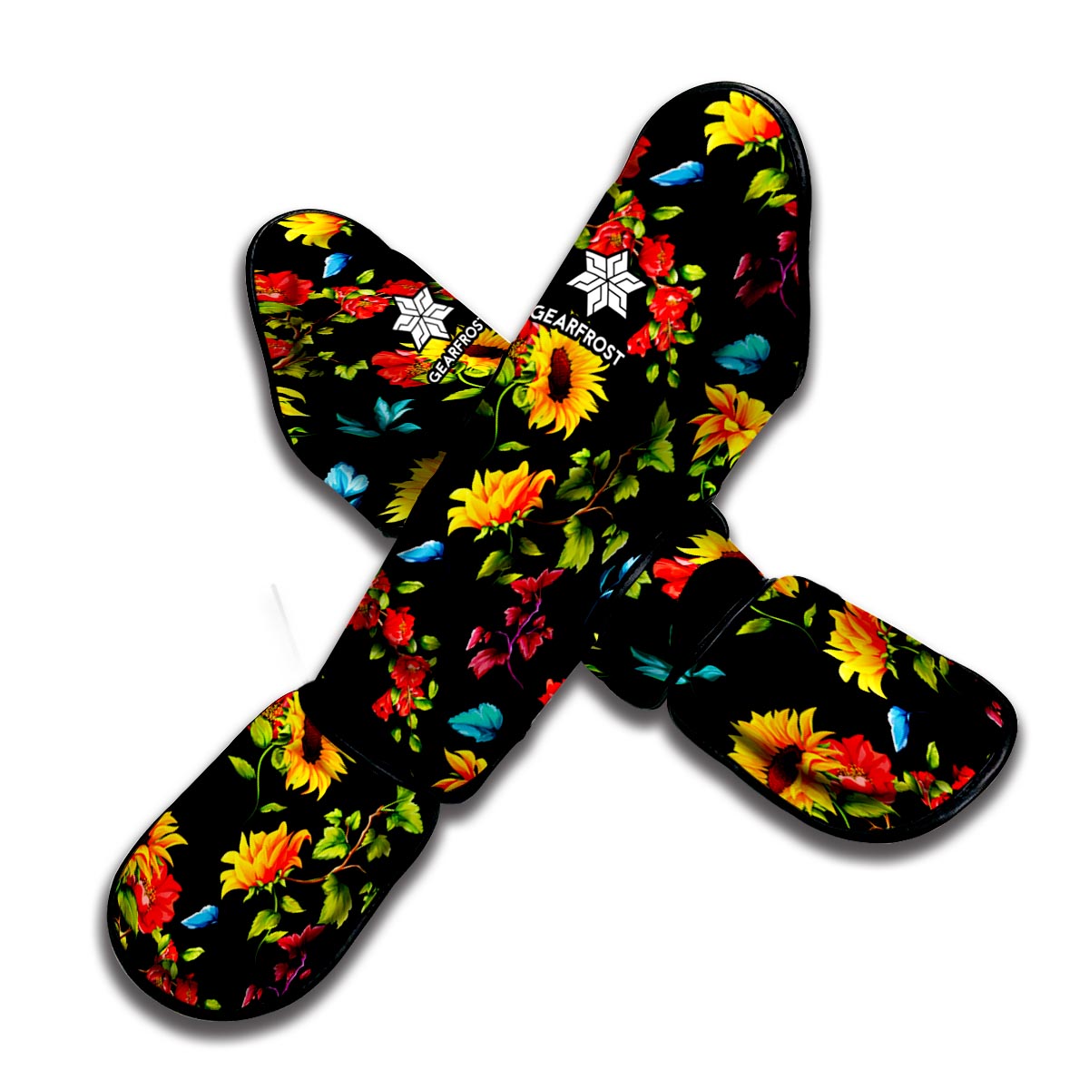 Sunflower Floral Pattern Print Muay Thai Shin Guard
