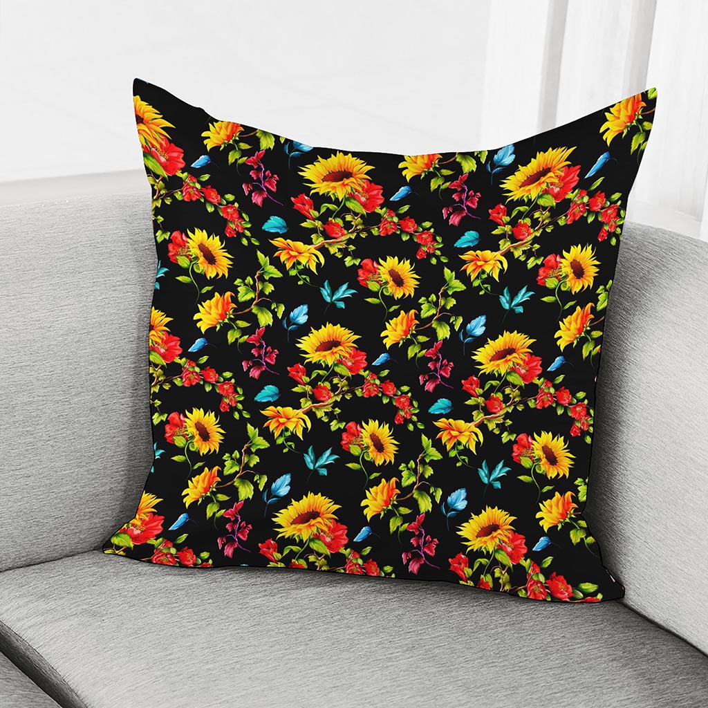 Sunflower Floral Pattern Print Pillow Cover
