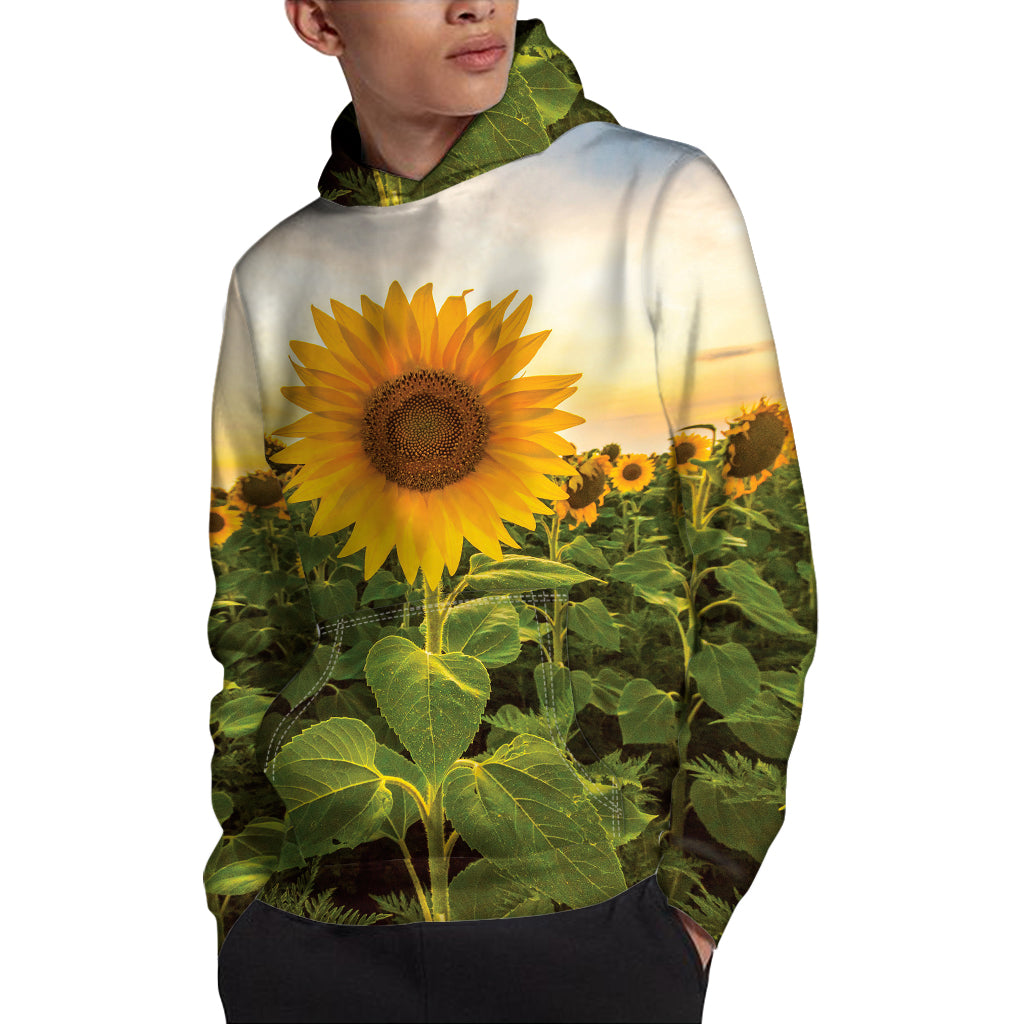 Sunflower Landscape Print Pullover Hoodie