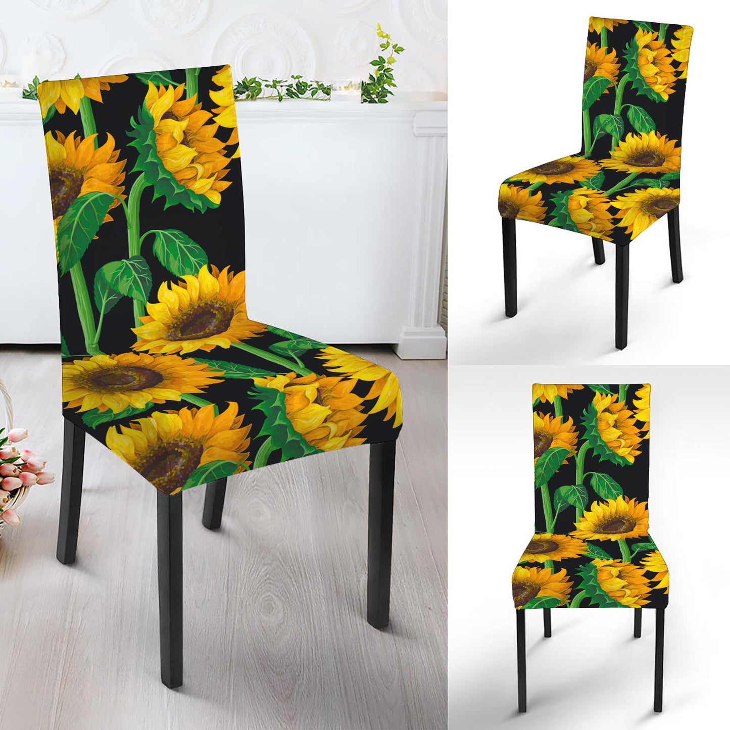 Sunflower Pattern Print Dining Chair Slipcover