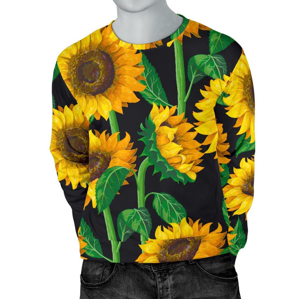 Sunflower Pattern Print Men's Crewneck Sweatshirt GearFrost