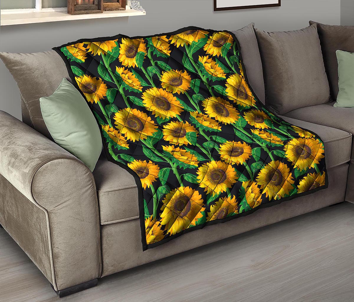 Sunflower Pattern Print Quilt