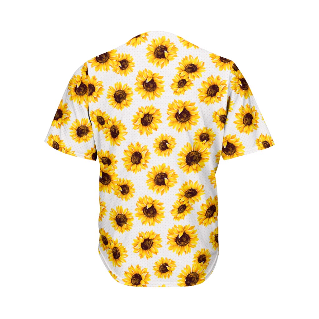 Sunflower Polka Dot Pattern Print Men's Baseball Jersey