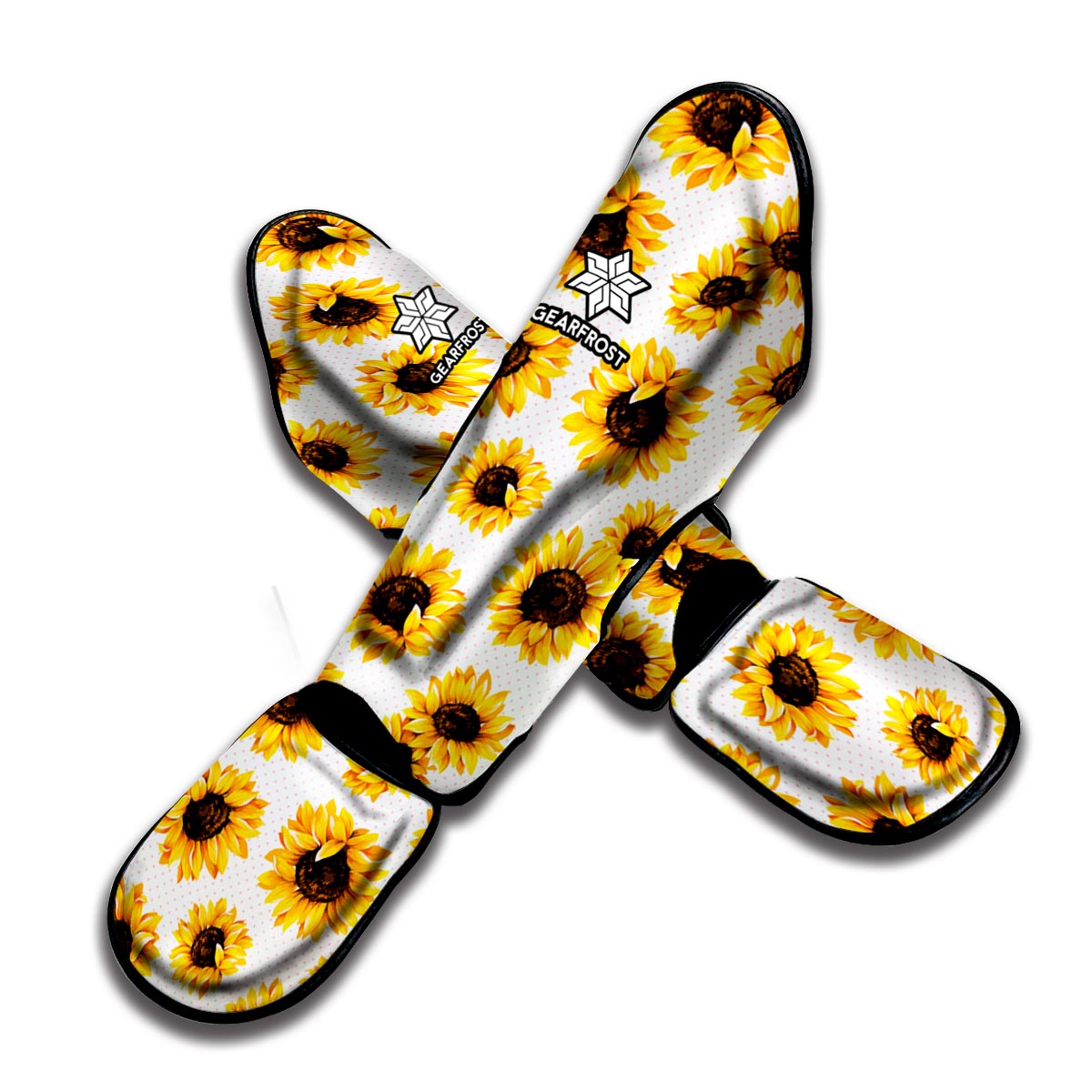 Sunflower Polka Dot Pattern Print Muay Thai Shin Guard