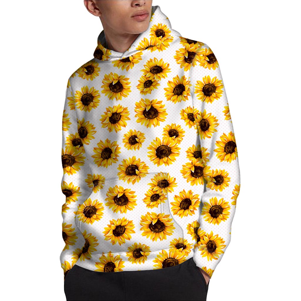 Sunflower Polka Dot Pattern Print Pullover Hoodie