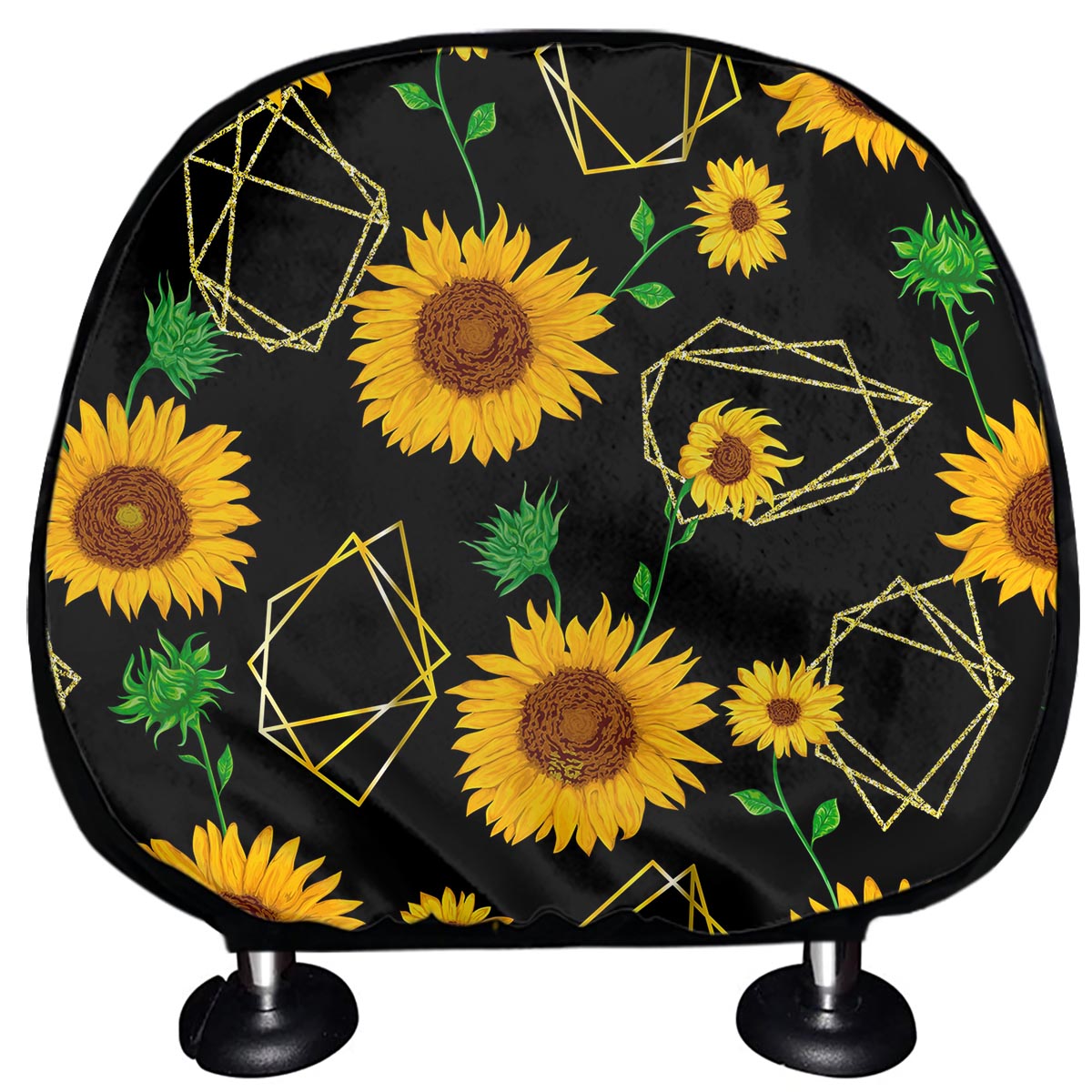 Sunflower Polygonal Pattern Print Car Headrest Covers